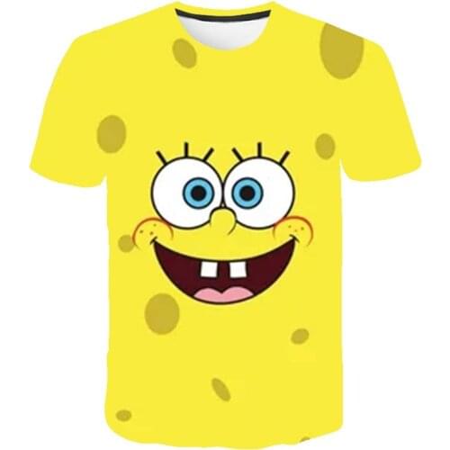 Hot Sale Children Clothing 3D Printed Cartoons Girls Boys Clothes Classic Anime Spongee Bob T Shirt Camiseta Kids Clothes TShirt