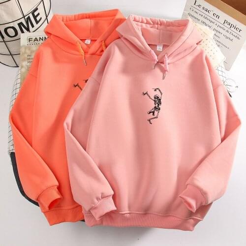 Cute Funny Skull Hoodie Oversized Women Sweatshirt Pullover Loose Harajuku Casual Hoodies Soft Long Sleeves Sweetshirt for Girls