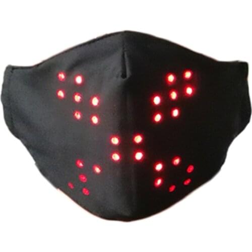 Fashion black mask rechargeable fabric face mask cotton cloth voice control mouth mask LED display party Luminous mask Led mask