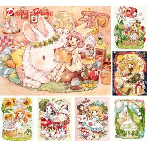 Cartoon Lolita Cute Girl Mosaic Art Pattern 5D Diy Diamond Painting Home Decor Picture of Rhinestone Cross Stitch Handmade Gift