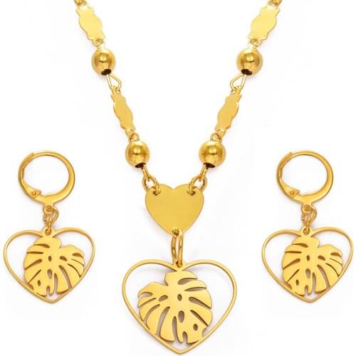 Anniyo Hawaiian Jewelry sets Plantain Leaf Necklace Earrings Marshallese Guam Micronesia Chuuk Pohnpei Party Gift #152321