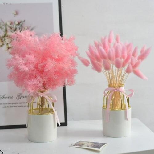 15pcs Natural Dried Flowers Bouquet Wedding Home Easter Decoration Rabbit Tail Grass Wedding Party Table Decoration
