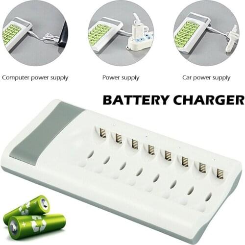 New 8 Slot Battery Charger for AA/AAA/NI-MH/NI-CD Cell Type DC 5V Batteries Intelligent Charging Adapter With USB Cable
