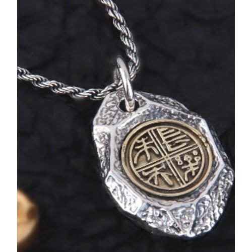 BOCAI New Real Solid s925 Silver Jewelry Changle Weiyang Shields Tokens Man Pendants Heavy-duty Models Stylish retro