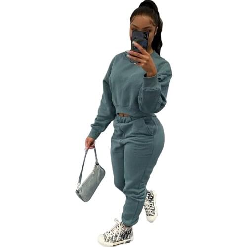 Solid Color Tracksuit Women Two Piece Set Autumn Winter Clothing Pullover Sweatshirt Long Pants Suits Casual Woman Sets Outfits