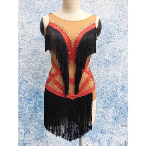 Latin dress for women latin dance dress competition latin dancing costume sexy latin dancing wear fringe dress tassel skin color