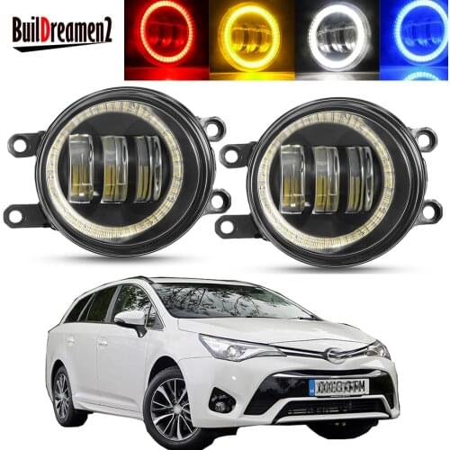 2 Pieces Angel Eye Fog Light Assembly For Toyota Avensis (_T27_) 2015-2018 Car LED Lens Fog Daytime Running Lamp DRL 30W H11 12V