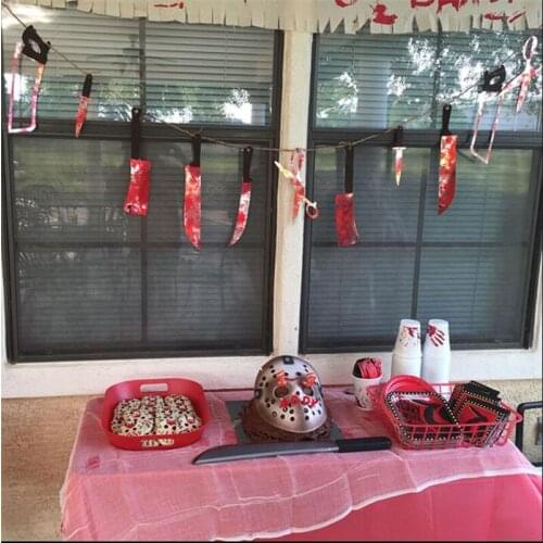 Halloween Horror Props Accessories Happy Halloween Festive Party Supplies Fake Knife Nail Tricky Toys Fake Blood Scene 5z