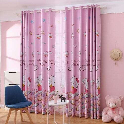 Cartoon Cat Pink Blackout Curtains for Girls Bedroom Kawaii Kids Home Panel 1 Piece Polyester Living Room School Hotel Drapes