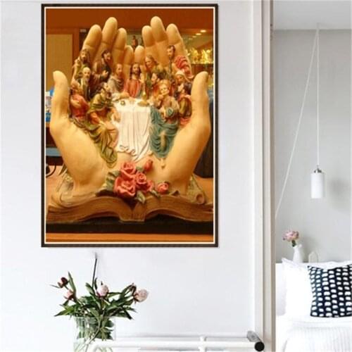 Supper Jesus DIY Diamond Painting 5D Diamond Embroidery Religion Round Rhinestone Painting for Wall Decor 11.8 x 15.7 inch