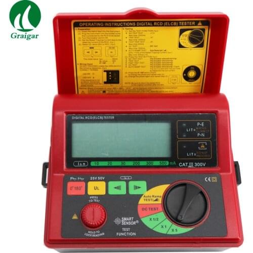 Smart Sensor AR5406 Leakage Switch Tester Digital RCD ELCB Tester Leakage Current Test 10/20/30/200/300/500mA