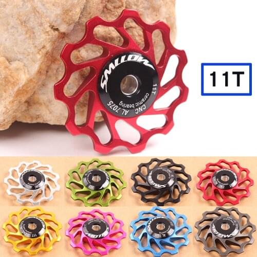SMLLOW 11T 13T MTB Bicycle Rear Derailleur Jockey Wheel Ceramic Bearing Pulley Aluminum Alloy Road Bike Guide Roller Idler