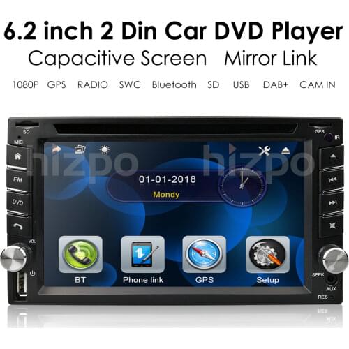 2din 6.2" Touch Screen Universal Car Radio GPS Navigation Bluetooth RDS Mirror Link Free Map Card Double Din Multimidia DAB+ EQ