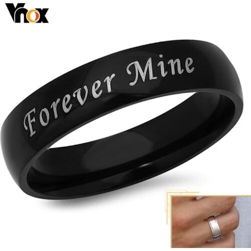 Vnox Free Customized Name Rings for Men Women, Classic Basic Stainless Steel Wedding Band, Laser Engrave Quotes Meaningful Gift