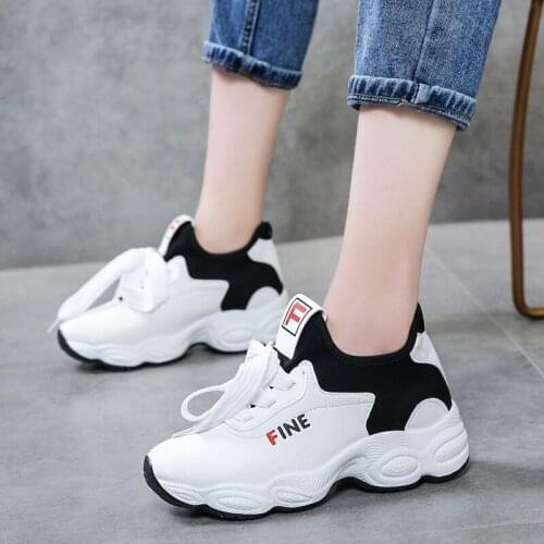 2019 Spring New Model Dad Shoes Womens Shoes Large Size 43 Korean Platform Shoes Students Casual Sneakers White Shoes Women