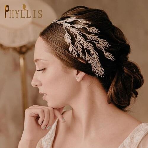 A257 Premium Headband Tiara Crown of Bride Wedding Royal Bridal Headhoop Wedding Hair Jewelry Bride Gifts Women Leaf Headpiece