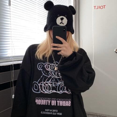 100% cotton spring 2021 new retro printed sweater womens loose top tide