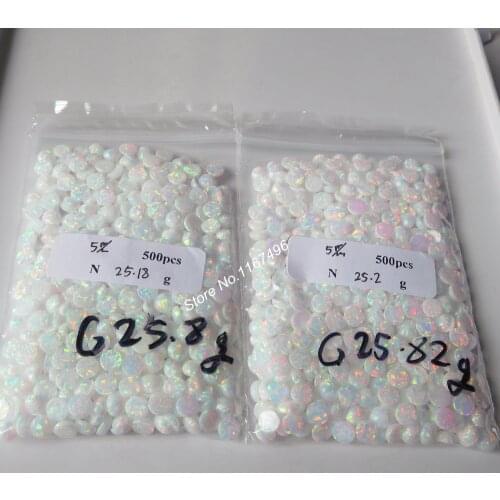 1000 pcs /lot 5mm Round Opal OP17 Snow White Cabochon Fire Opal , Synthetic Fire Round Cabochon Opal for Body Piercing Jewelry
