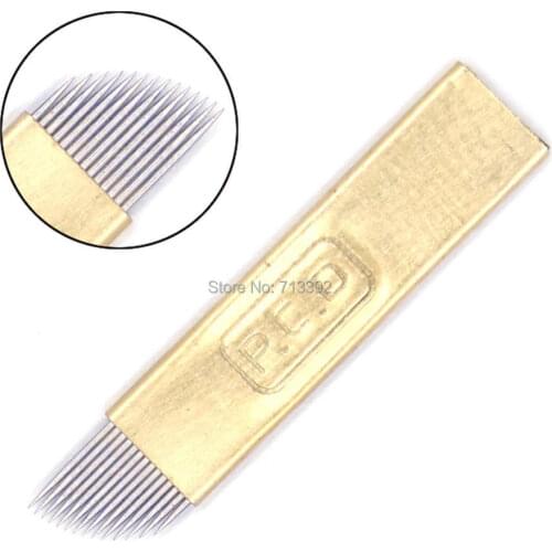 PCD-100pcs 12/14 Pin Microblading Eyebrow Tattoo Blade For Permanent Makeup Manual Pen 3D Eyebrow Embroidery