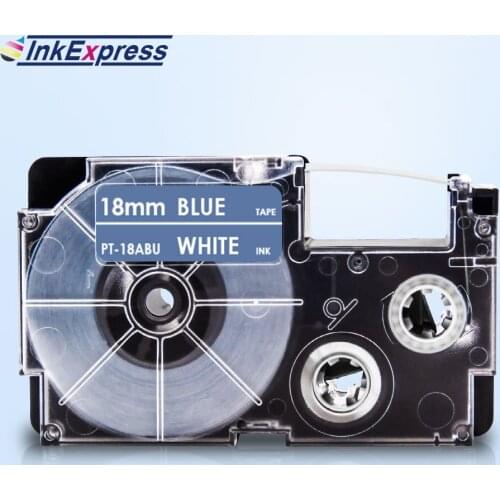 18mm XR-18ABU Tape For CASIO Tape XR-18ABU Label White on Blue Tape Cartridge For CASIO Label Maker KL-120 KL-130 XR 12WE