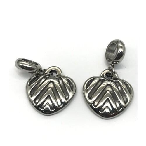 316L Stainless Steel Heart Pendants Dangle Charms Fit European Bracelets Necklace DIY Beads Jewelry Fittings