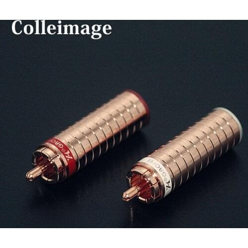 Colleimage 4pcs Hifi Audio Gaofei copper RCA Audio Connectors Plug Jack RCA Output Plug Plugs