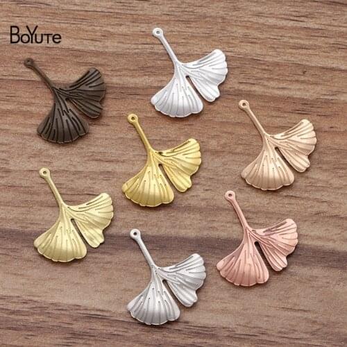 50 Pcs 26*29MM 7 Colors Ginkgo Leaf Charms Wholesale Brass Material DIY Jewelry Vintage Pendant Charms
