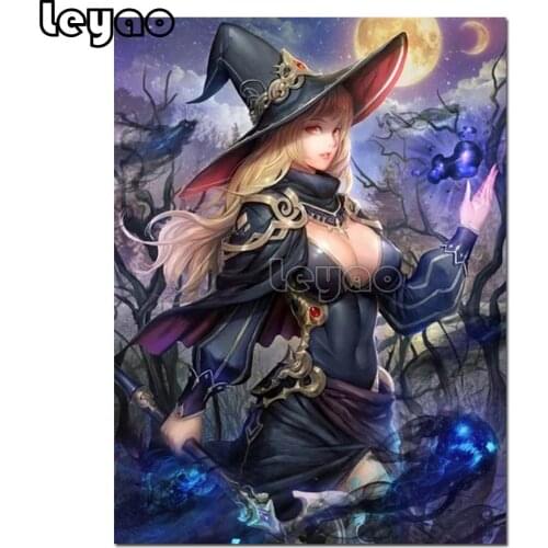 5d Diamond Painting anime witch Full Drill Square Embroidery Cross Stitch Rhinestones Diamond Art Home Decor Gift Needlework