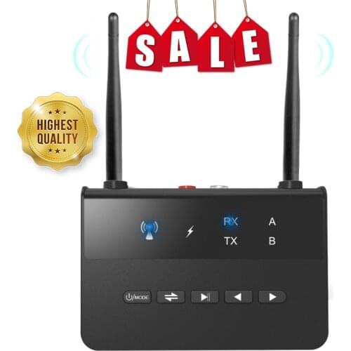 80m BT 5.0 Audio Transmitter Receiver Bypass AptX LL Wireless Adapter AUX 3.5mm For PC TV Headphones
