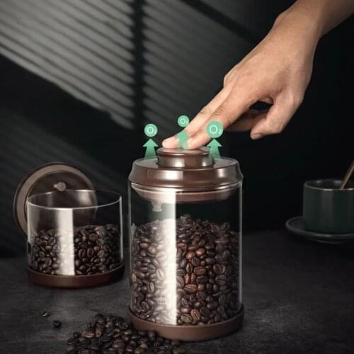 High Borosilicate Glass Coffee Jar with Exhaust Valve Moisture-proof Sealed Jar Kitchenware Creative Storage Jar