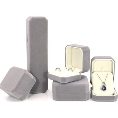 High Quality Velvet Jewelry Packaging Box Square Exquisite Ring Pendant Bracelet Storage Box