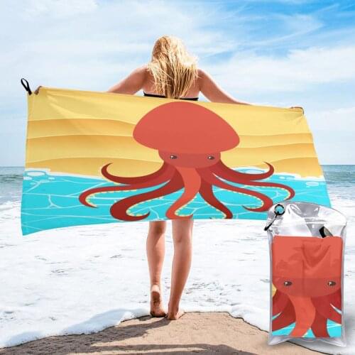 Quick Drying Pocket Towel Red Octopus Beach Portable Water Absorbent Towel No Pilling Sports Bath Towel