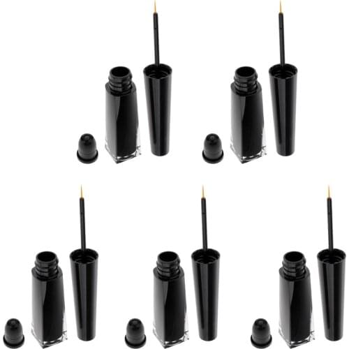 Black Premium 5 Pieces 3ml Empty Eyelashes Oil Tube Eyeliner Vials Glue Bottles for Makeup