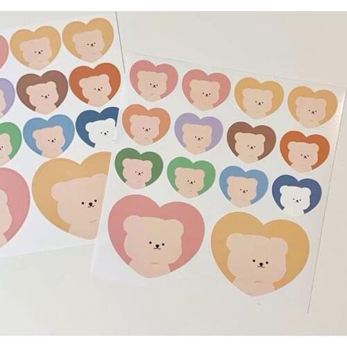 Color Heart-shaped Bear Cute Stickers Envelope Sealing Post It Waterproof Laptop Mobile Phone Diy Decorative Sticker Stationery