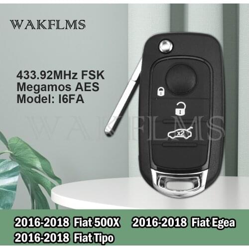 3 Button Remote Flip Car Key 433.92Mhz For Fiat 500X Egea Tipo 2016-2018 I6FA Model with Megamos AES Chip No Mark only Board OEM