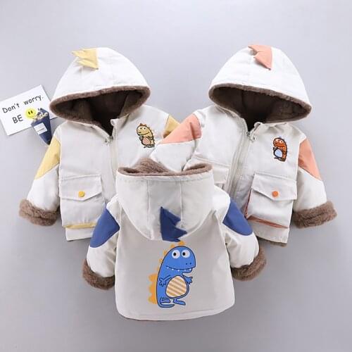2021 Infant Baby Boys Girls Hooded Warm Jacket Fleece Coat Clothing Outfit Toddler Girl Cute Dinosaur Outwear Costume