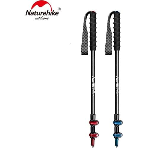 Naturehike 1pcs Lightweight Carbon Fiber Three-section External Lock Trekking Poles Hiking Mountaineering Portable Cane