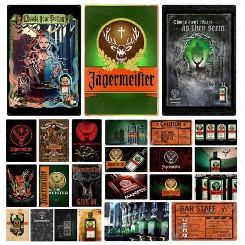 Bar Metal Sign Ancient Metal Poster Plaque Vintage Wall Decor Bar Pub Club Deer Witch Mysterious Tin Sign 20x30cm