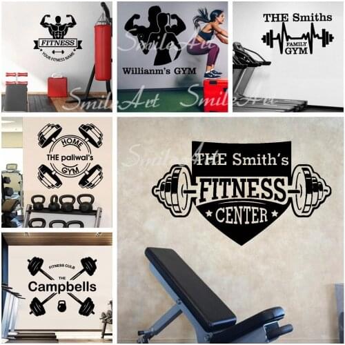 Cartoon Custom Name Gym Home Decorations Pvc Decal For Living Room Kids Room Vinyl Mural Decal