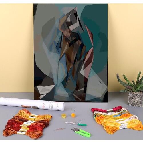 Cubism-remix Cubism-remix Printed Fabric 11CT Cross-Stitch Kit Embroidery DMC Threads Painting Handiwork Needlework Decor
