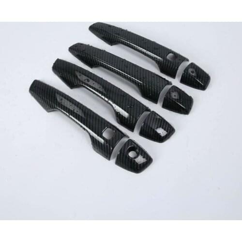 For Mitsubishi Outlander 4 ABS Chrome Carbon Fiber Car Door Handle Cover Trim Car styling Accessories 2021