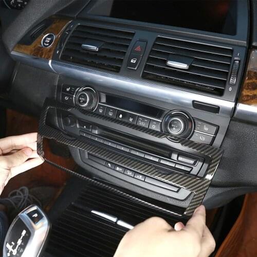 Carbon Fiber Style ABS Plastic Stickers Car Air Conditioning Volume Button Trim for BMW X5 X6 E70 E71 2008-13 Models Accessories