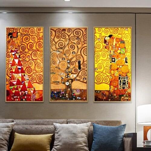 Gustav Klimt Kiss Life Tree Posters And Prints Wall Art Canvas Painting Picture For Living Room Hallway Home Decor Free Shipping