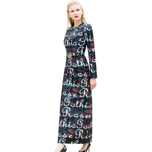 OL Style Embroidery Flowers Long Dress Jacquard Slim Pencil Dress Long Sleeves Party Night Dress Evening Clothing DL1047