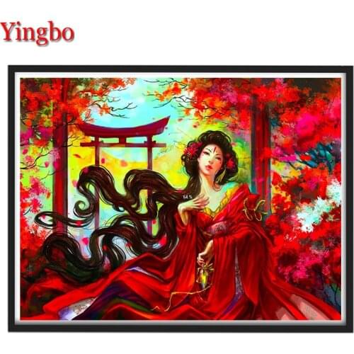 Full Square/Round Diamond Embroidery Japanese Woman Mosaic Diamond Painting Cross Stitch Rhinestones Painting Home Decor