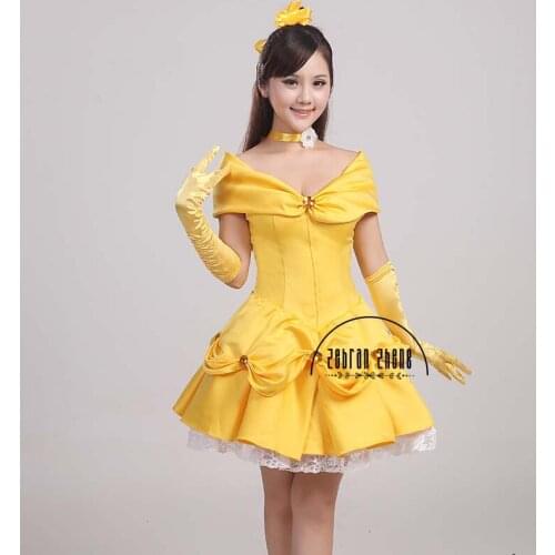 Princess Adult Belle Short Cosplay Costume Halloween Costumes Dress For Women Custom-Made