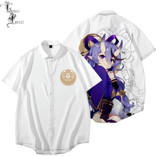 VTuber Rindou Mikoto 3D Printing Unisex Shirt Women/Men Casual Short Sleeve Cool Loose Button Streetwear Overclothes Oversize