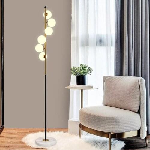 Modern LED Standing Lamp Bedside Lights Home Room Deco Lighting Glass Ball Fixtures Nordic Bedroom Decoration Living Room Floor