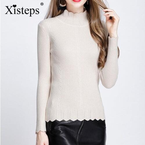 Xisteps Knitting Turtleneck Pullover Long Sleeve Autumn Winter Sweater Women Sexy Elastic Streetwear Slim Jumper 2020 New Casual