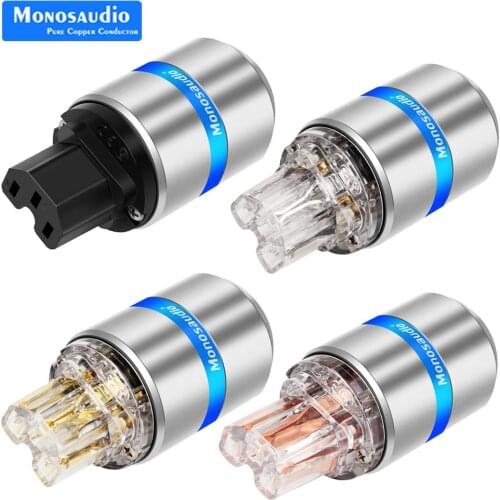 Monosaudio High End IEC Pure Copper Mains AC Power Socket Electric Power Cable Cord Connector For HIFI Audio DIY AC250V 10A 125V